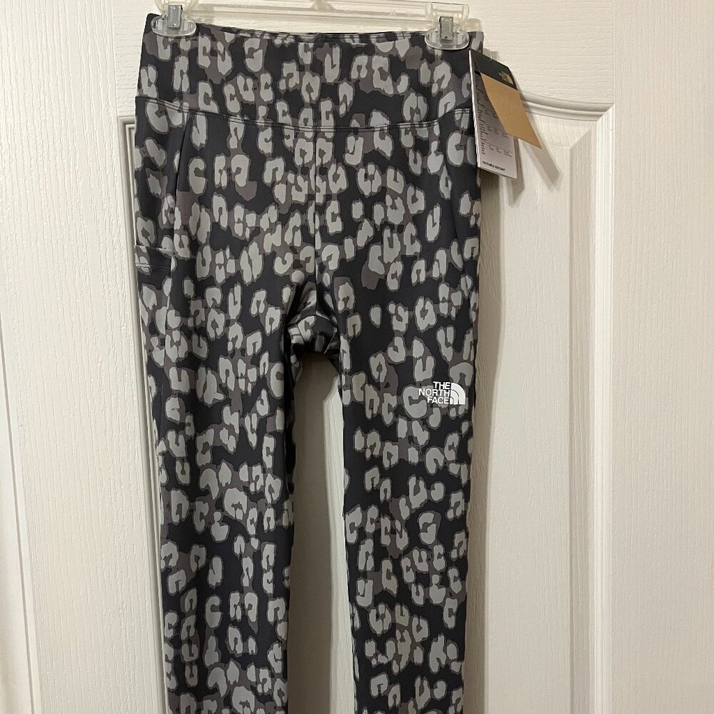 North Face Youth Girl's Printed on Mountain Tights Leopard L/Reg - NWT